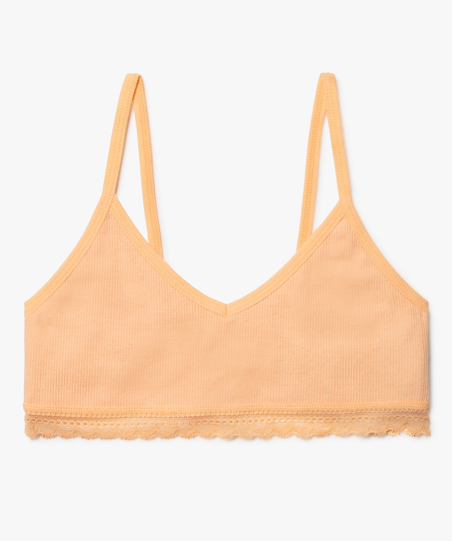 Brassière à fines bretelles en maille ctelée fille orange | GEMO
