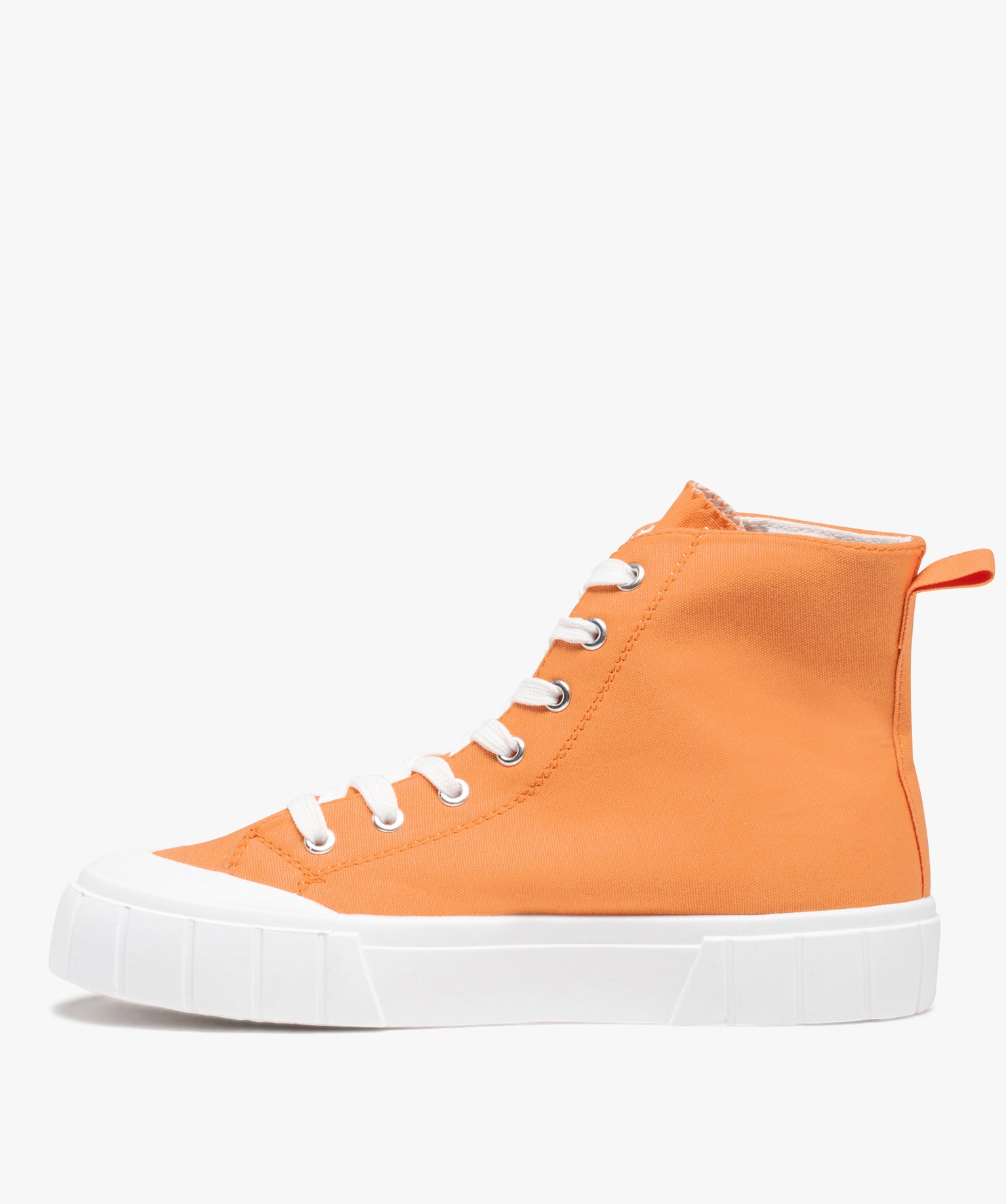 Baskets femme montantes en toile avec épaisse semelle orange | GEMO