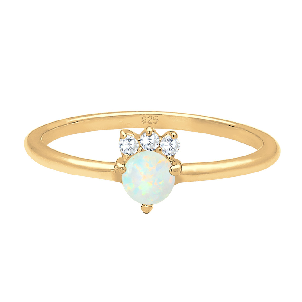 Elli Elli Bague Femme Vintage Look avec Cristaux syn. d'Opale et de Zircone Cubique en Bague