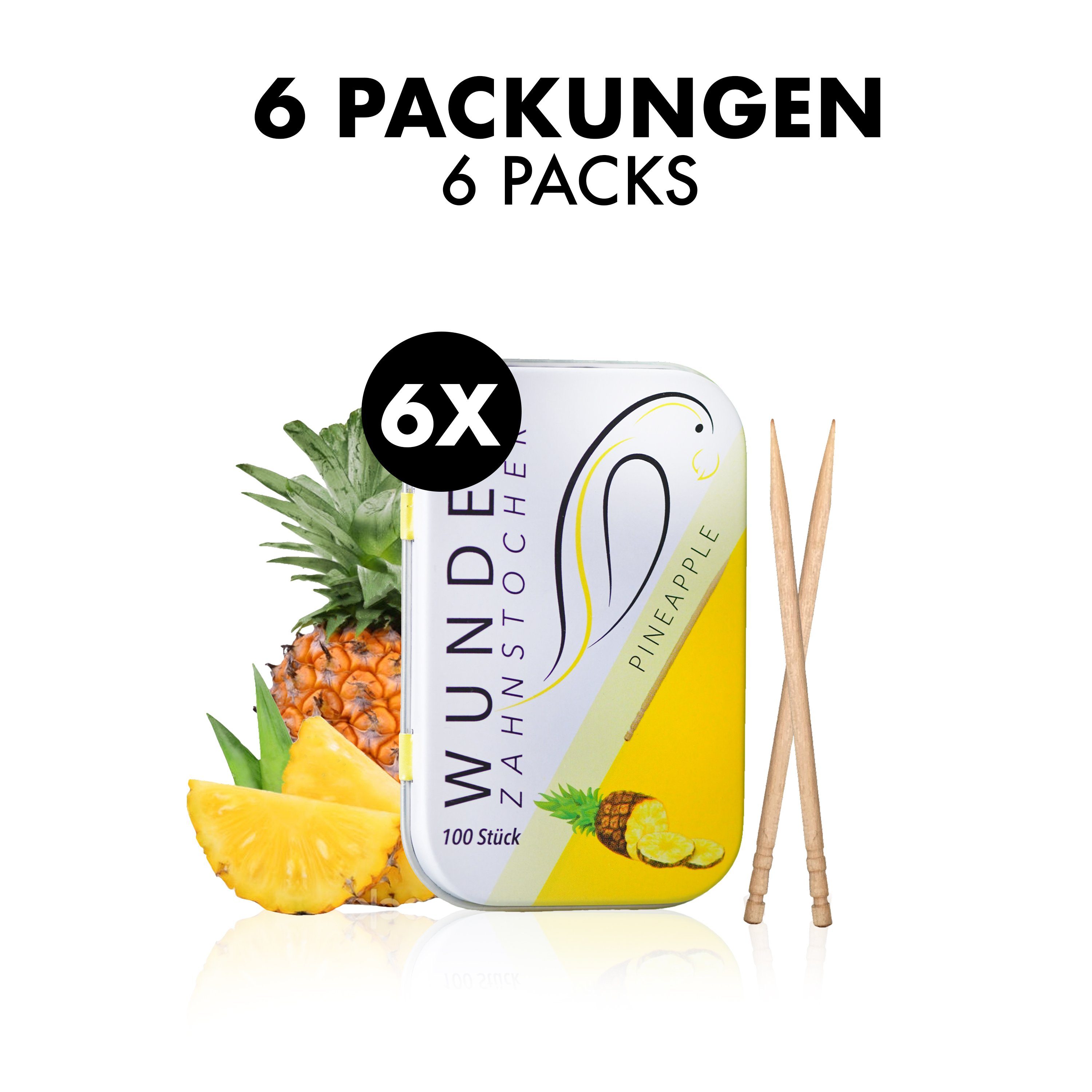 Wunder Zahnstocher Mundpflegecenter Wunder Zahnstocher Display 6er Pack Ananas DS