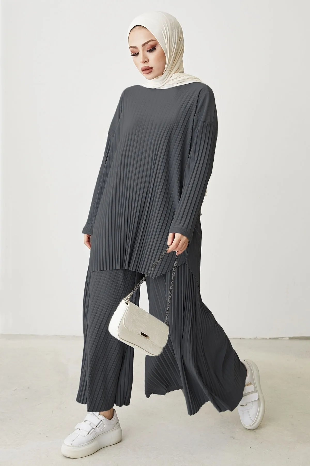 InStyle  Mila Faltenhosen-Tunika-Doppelset - Anthrazit