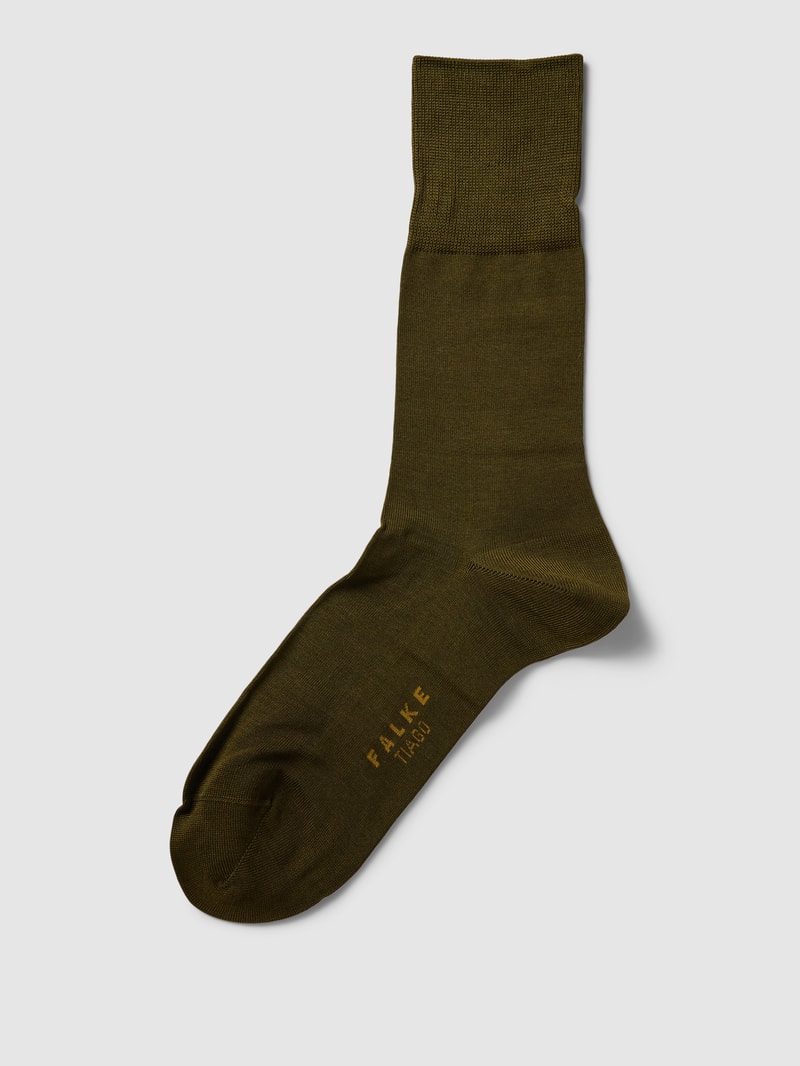Socken mit Label-Print Modell 'Tiago' in dunkelgrün