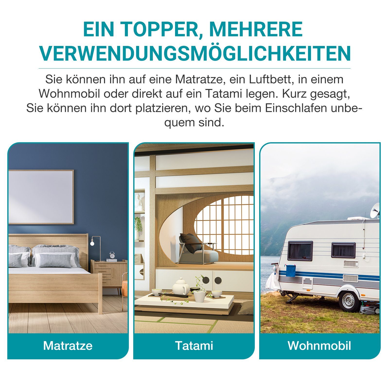 Topper Matratzentopper 90/140/160/180x200cm, H3 Härtegrad für Mattress, BedStory, 7.5 cm hoch, Kaltschaum, Matratzenauflage mit Waschbarem Bezug für Boxspringbett