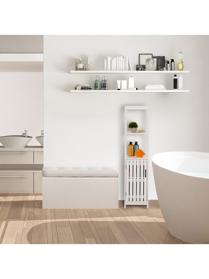 relaxdays Badezimmerschrank in Weiß - (B)30 x (H)129 x (T)30 cm günstig kaufen onesize