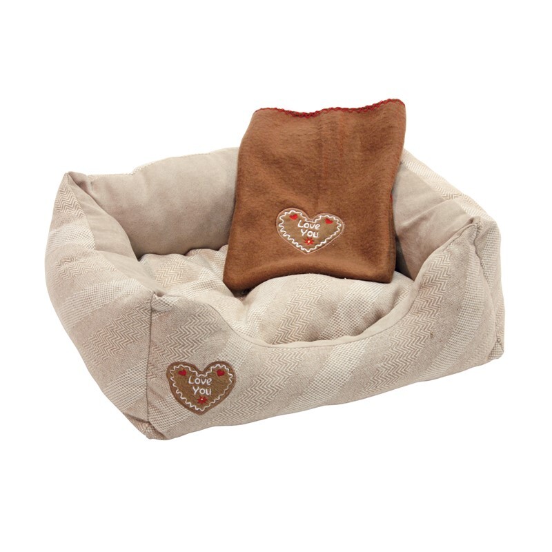 Kerbl Hundebetten Kerbl Kuschelbett LOVE YOU beige 61 cm, 48 cm, 18 cm