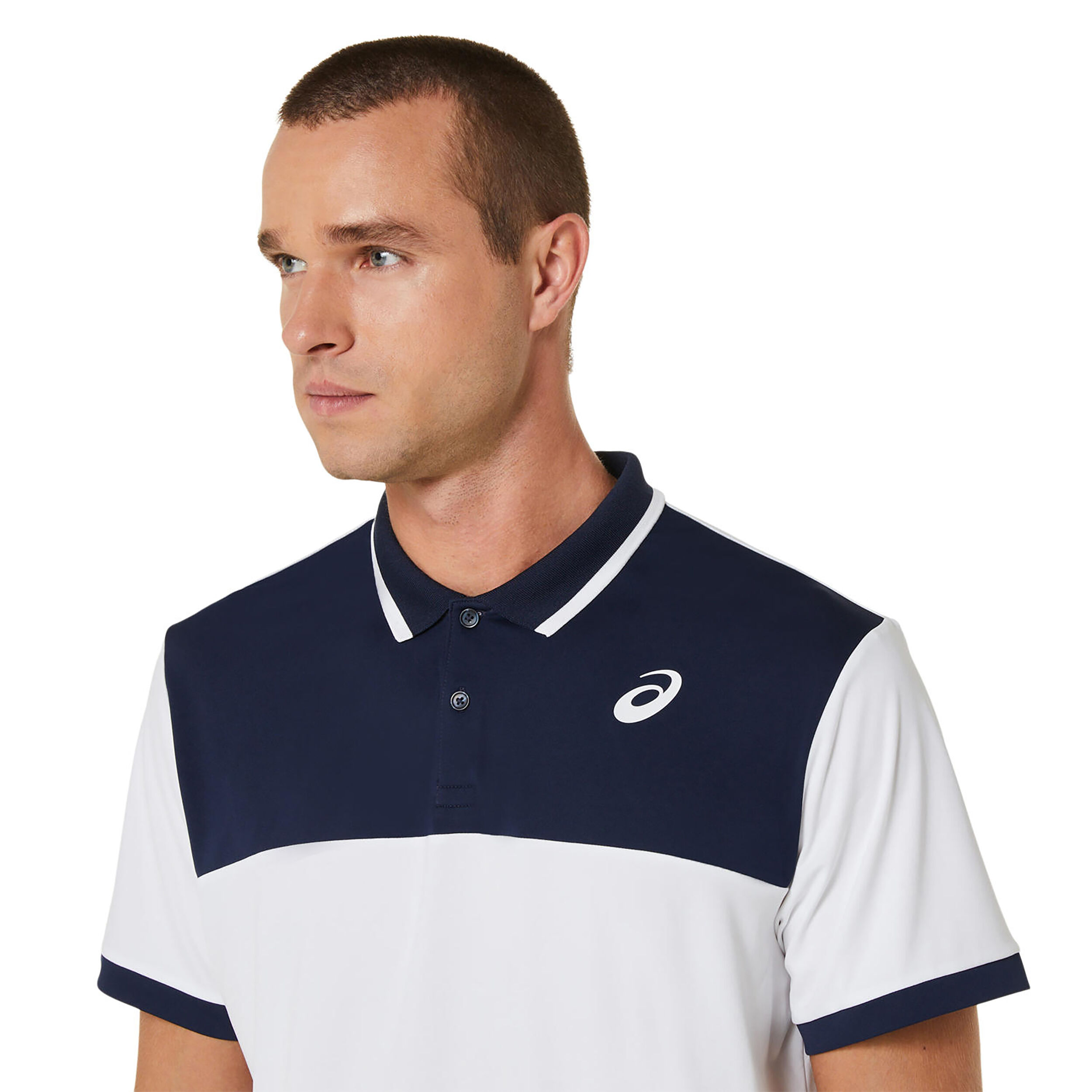 Court Polo Herren - Weiß, Dunkelblau
