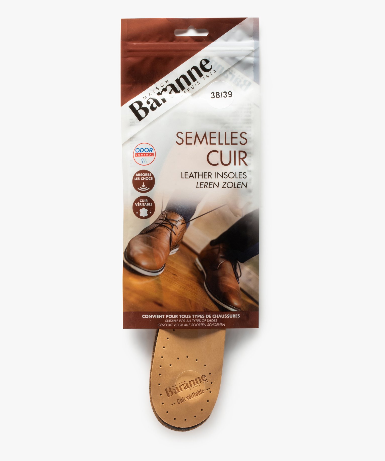 Semelles en cuir amortissantes – Baranne marron | GEMO