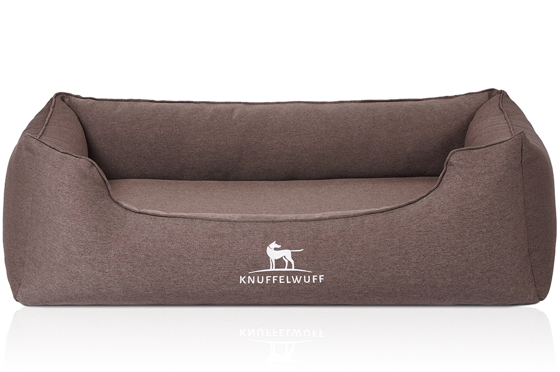 Knuffelwuff Hundebetten Knuffelwuff Orthopädisches Hundebett Leano aus Velours mit Handwebcharakter braun M-L
