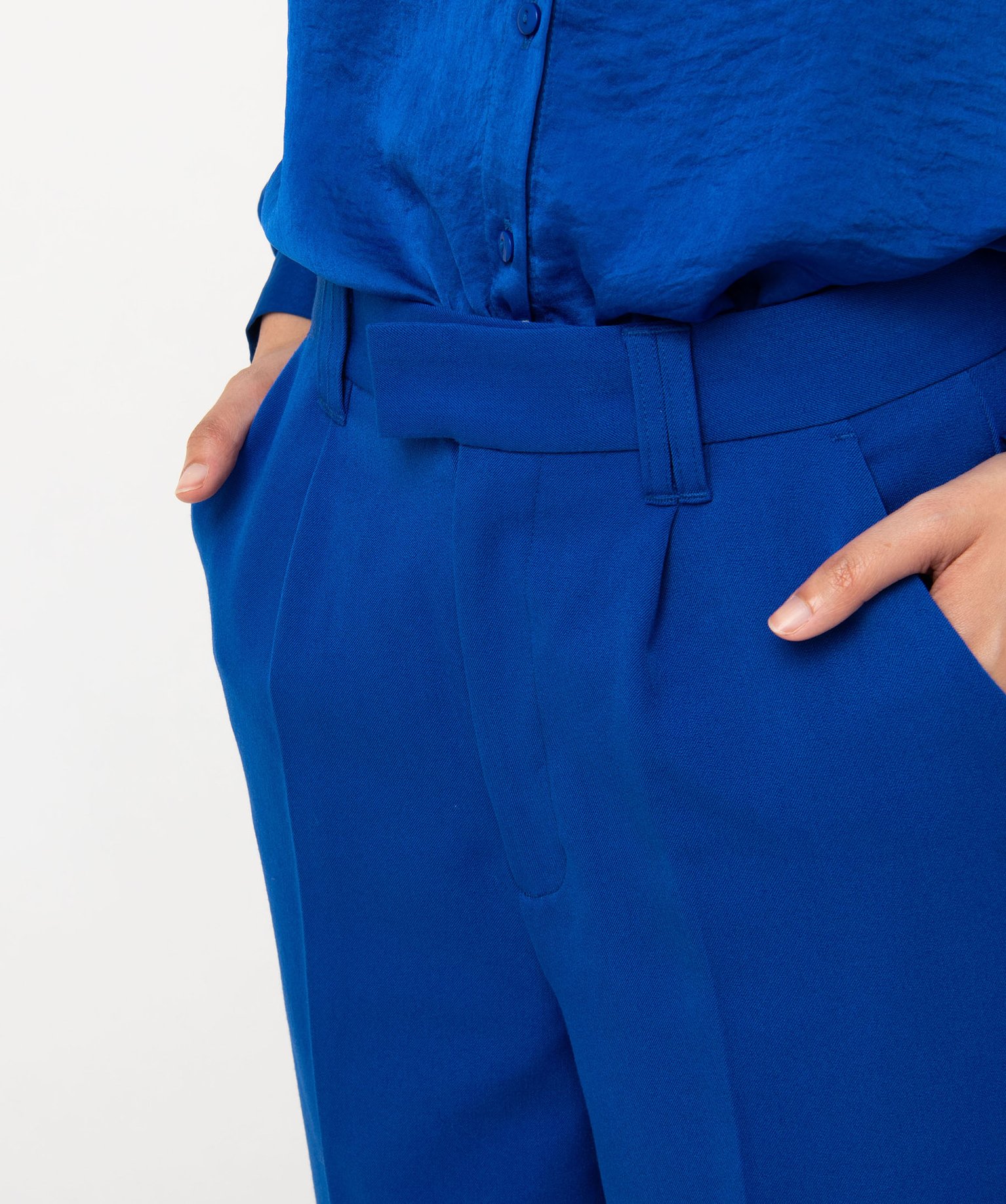 Pantalon de tailleur large femme bleu | GEMO