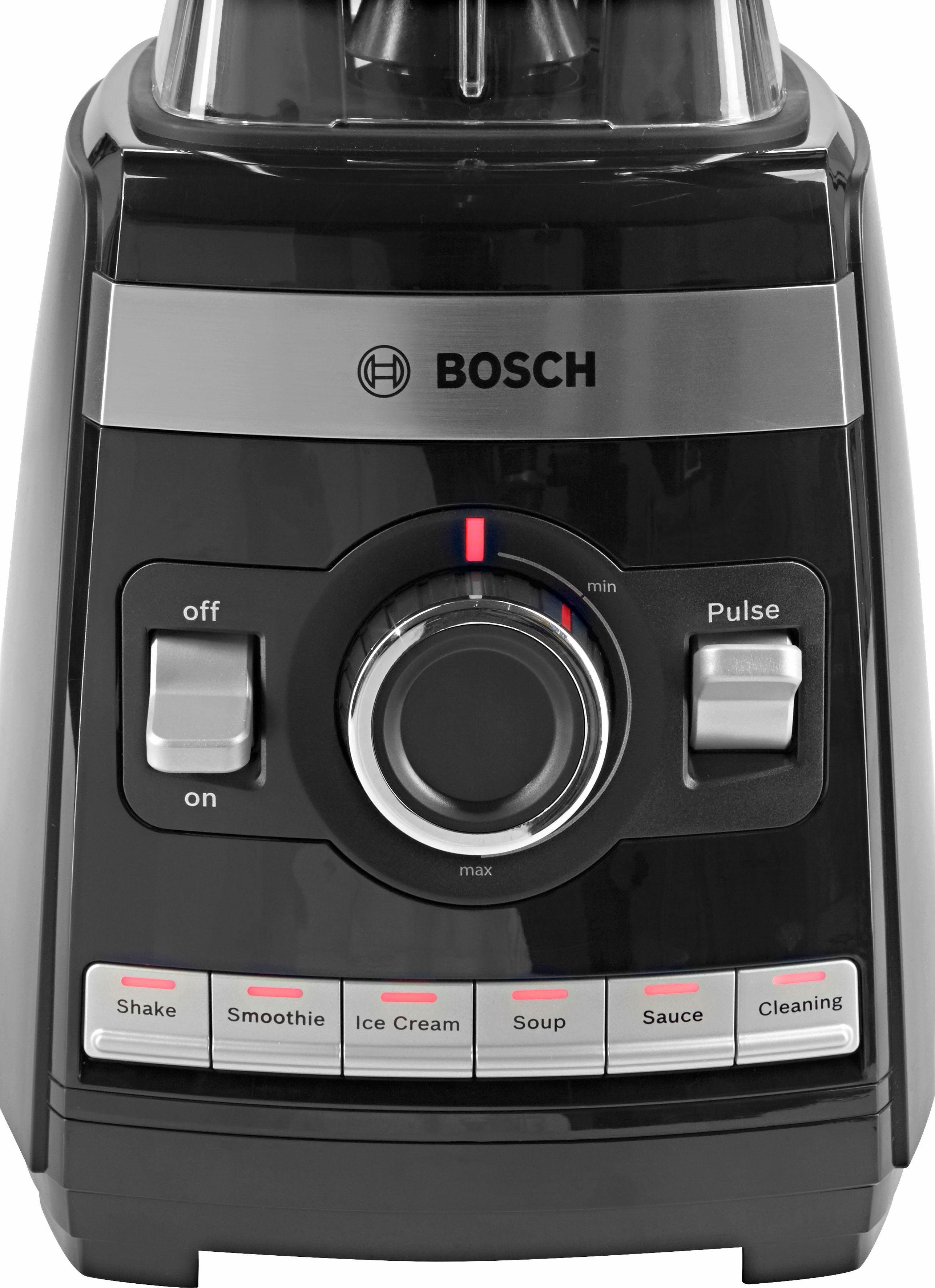 BOSCH Standmixer VitaBoost MMBH6P6BDE, 1600 W, 6 Programme, 6-Klingen Edelstahl, Stößel, Rezeptbuch, 45.000 U/Min