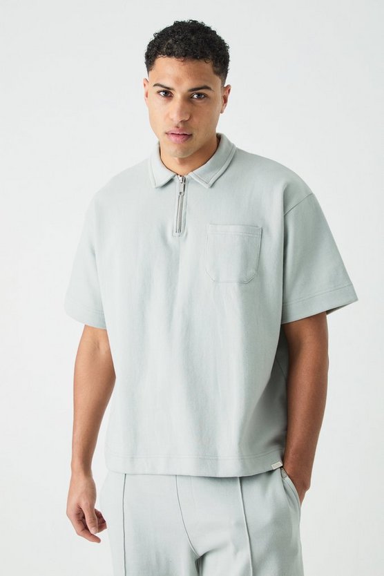 Oversize Man Poloshirt mit Tasche