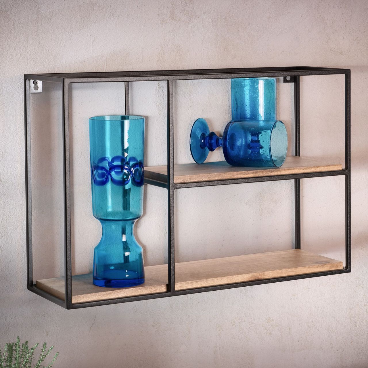 Wohnling Wandregal Holz Metall 60x40x18 cm Hängeregal Regal Rechteckig Massiv Bücherregal Wand