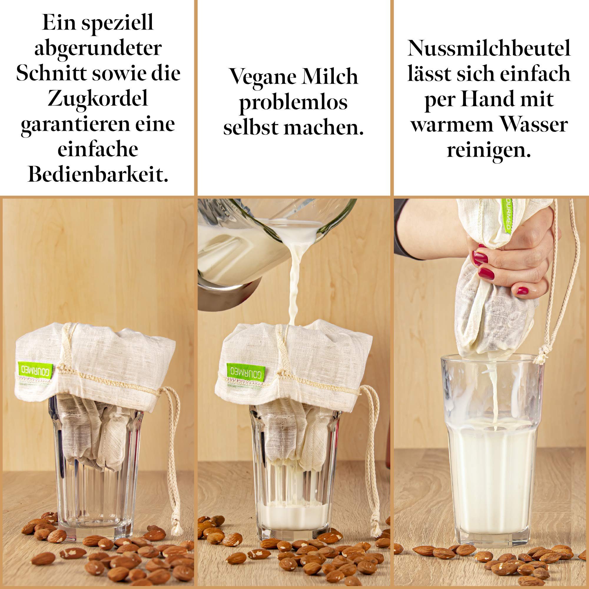 GOURMEO Passiersieb Alternative Title: Vegane Nussmilchbeutel aus Hanffasern, Hanffaser Nussmilchbeutel für vegane Nussmilch