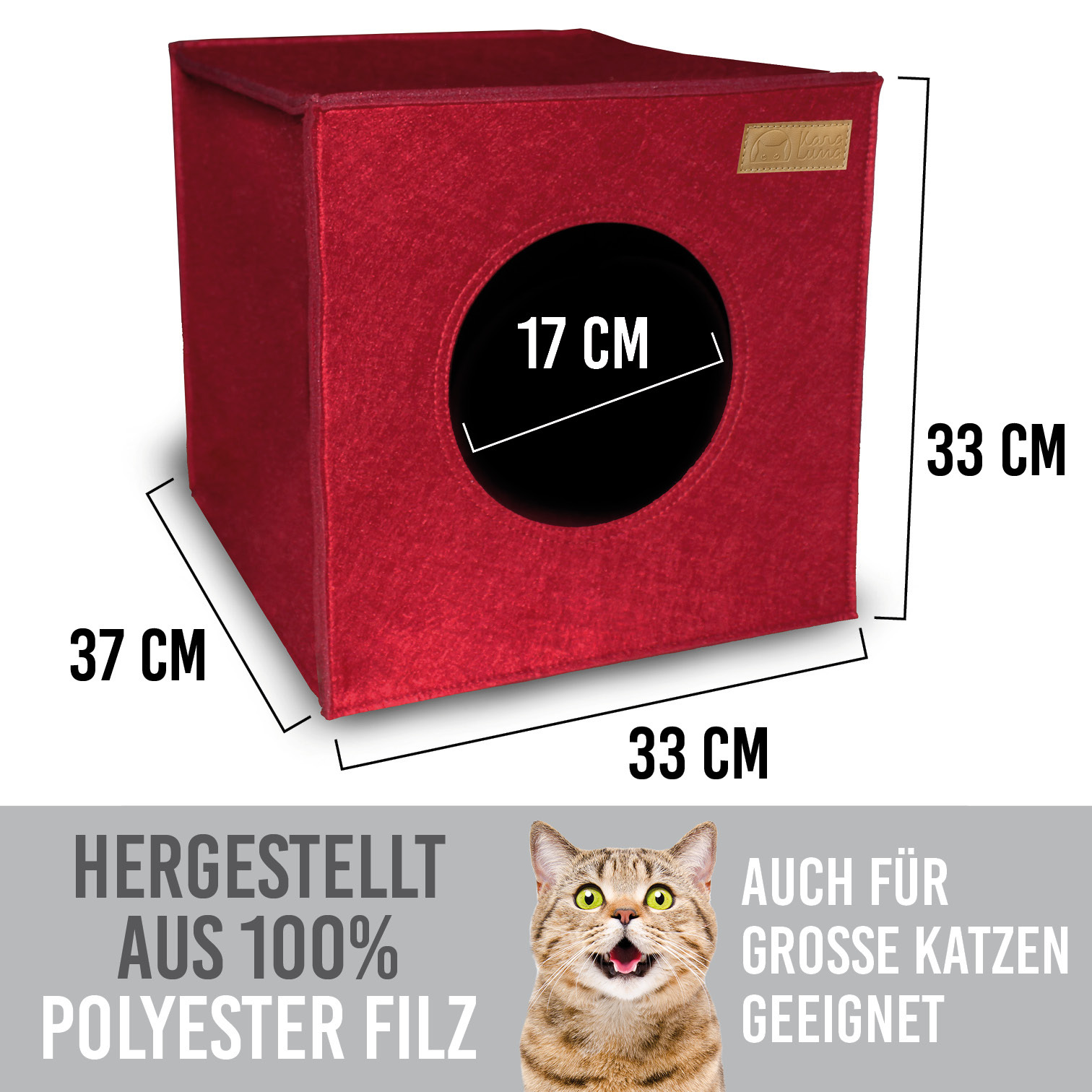 KaraLuna Katzenhöhlen KaraLuna Katzenhöhle aus Filz fürs Regal rot