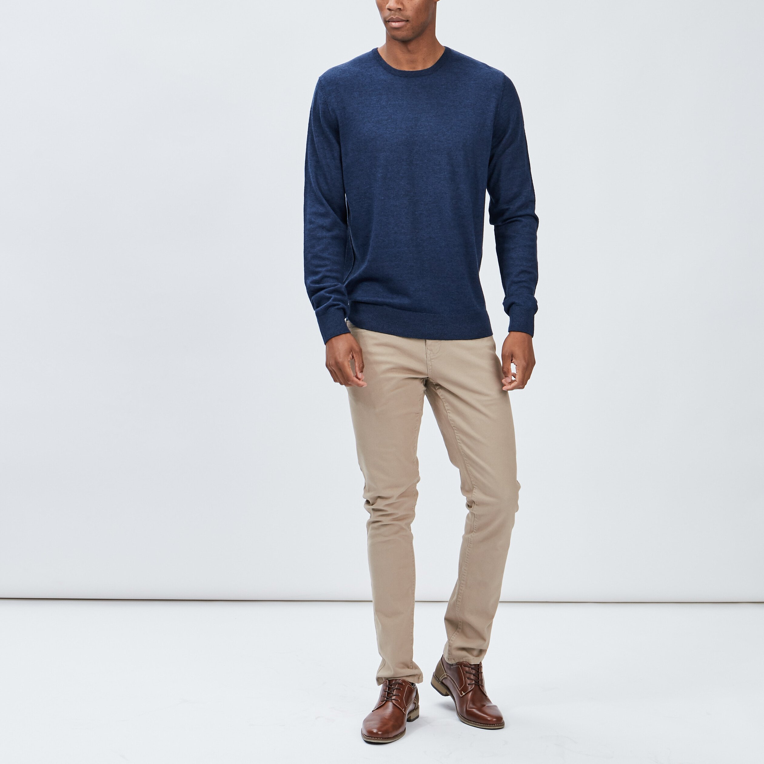Pull droit col rond bleu foncé homme | La Halle