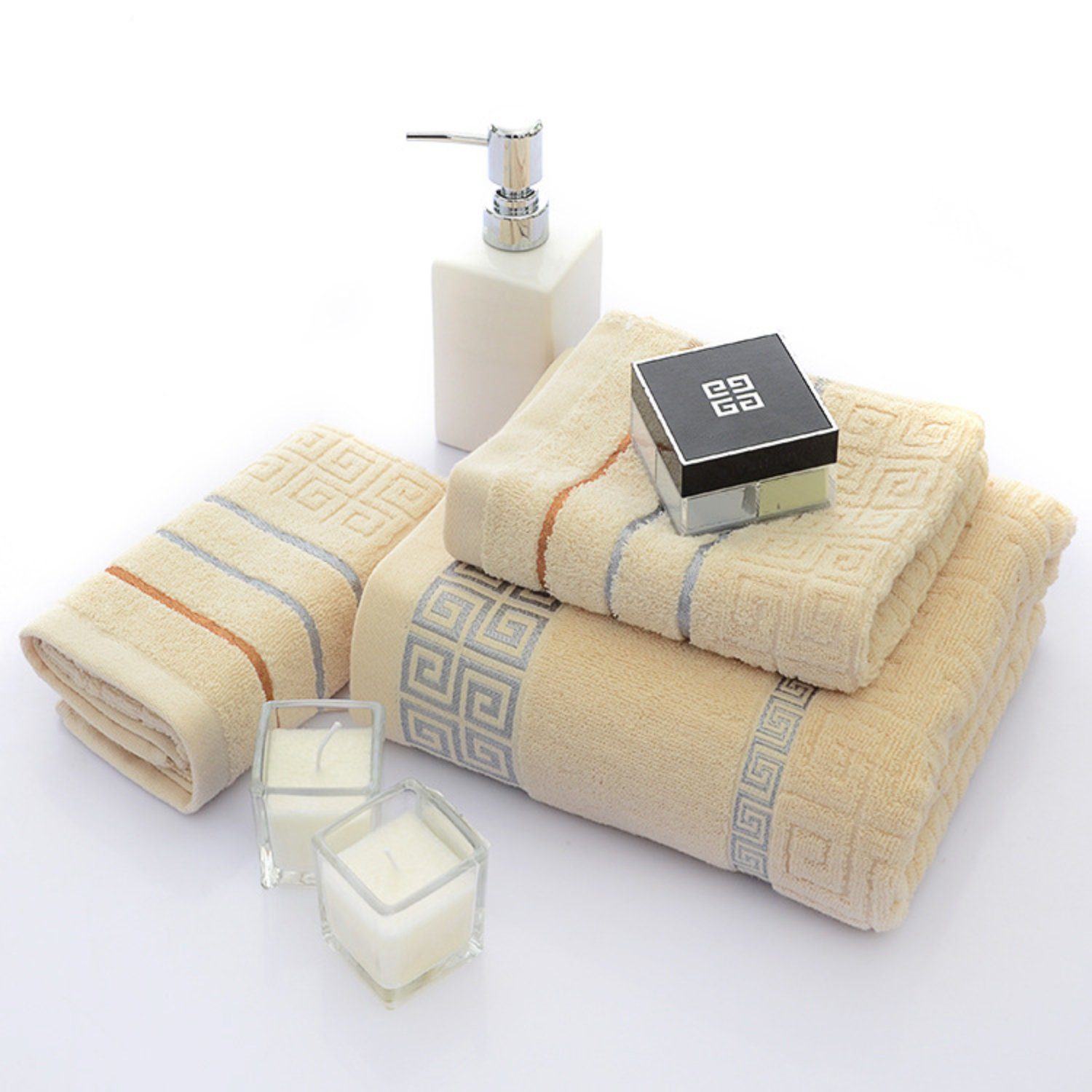 HOMEIDEAS Handtuch Set, Baumwolle, (3-tlg), 140 x 70 cm, Handtuch 35 x 75 cm