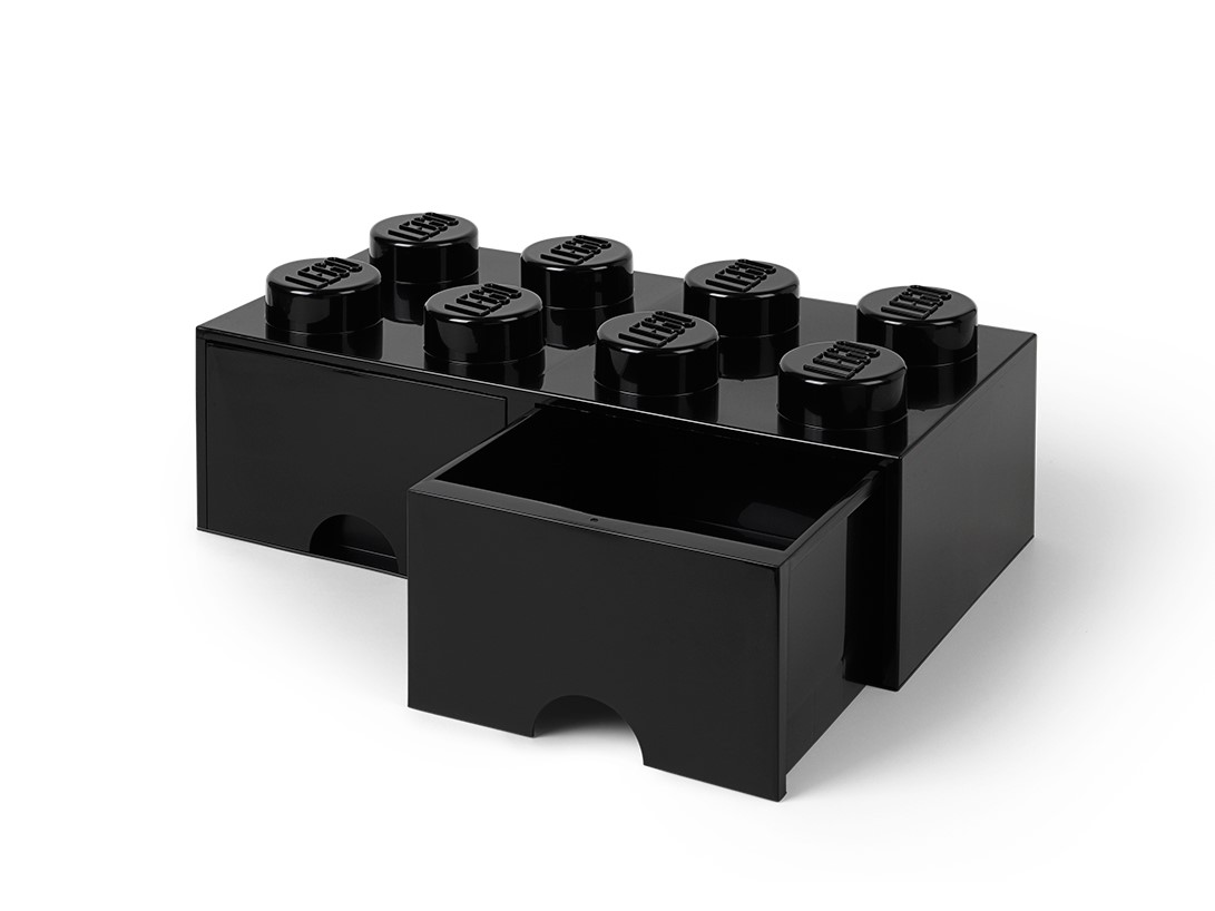 LEGO® Aufbewahrungsstein mit 8 Noppen und Schubfächern in Schwarz 5006248
