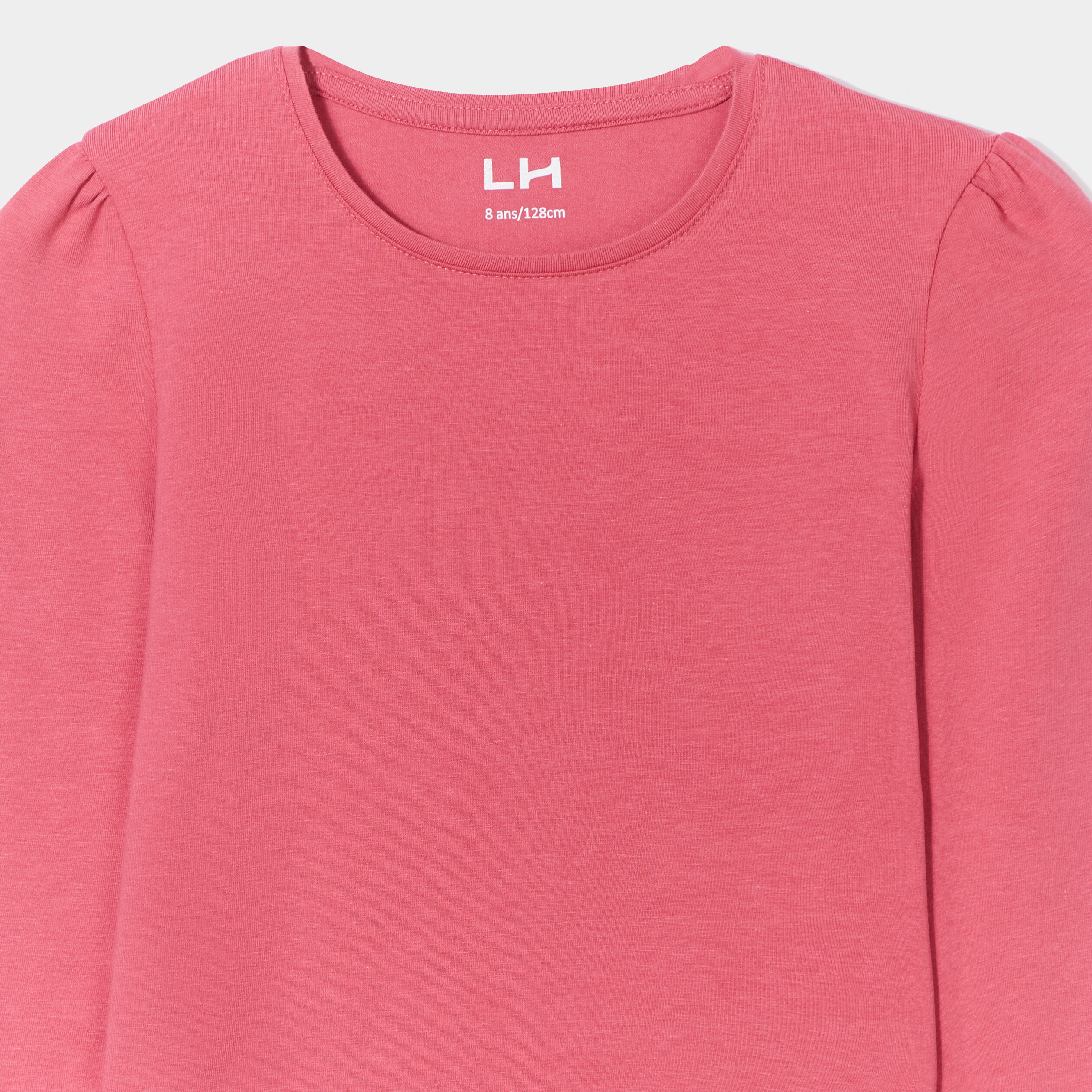 T-shirt manches longues à fronces rose framboise fille | La Halle
