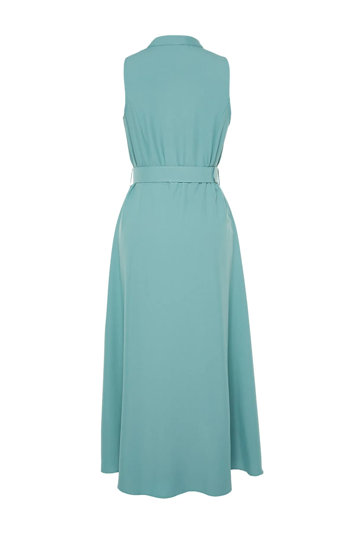 Trendyol Curve  Mintgrünes gewebtes Hemdblusenkleid mit Gürtel TBBSS23AH00277