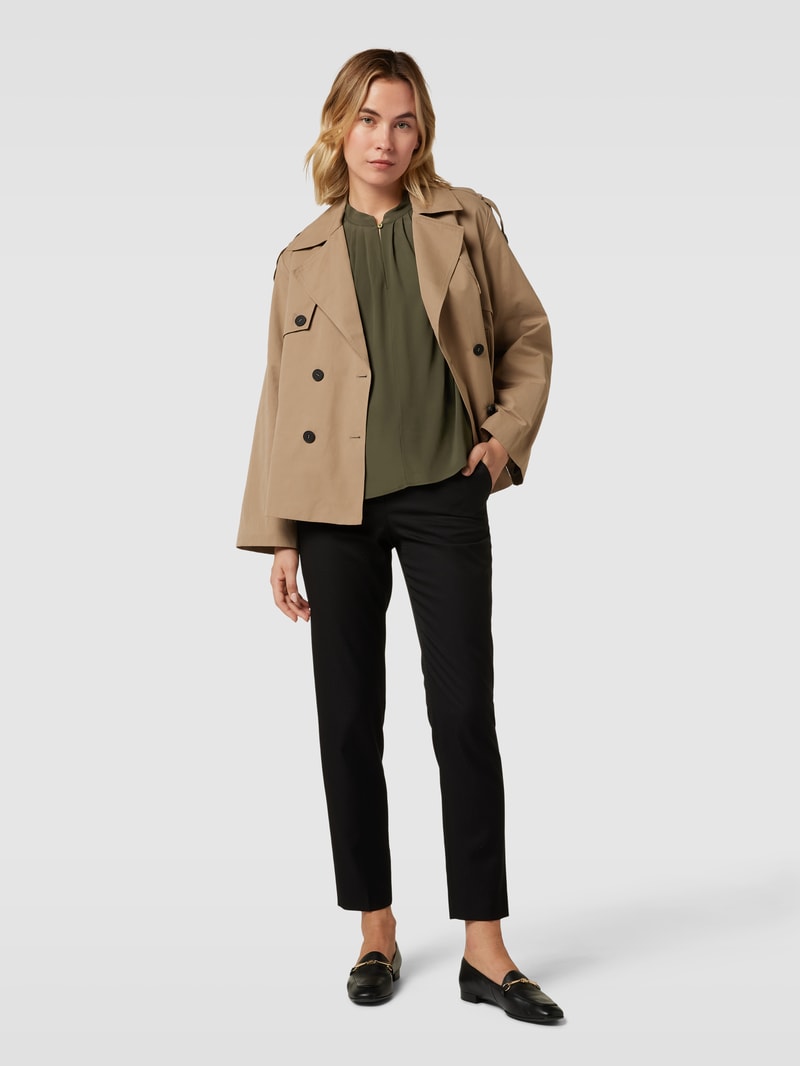 Bluse mit Schlüsselloch-Ausschnitt in khaki