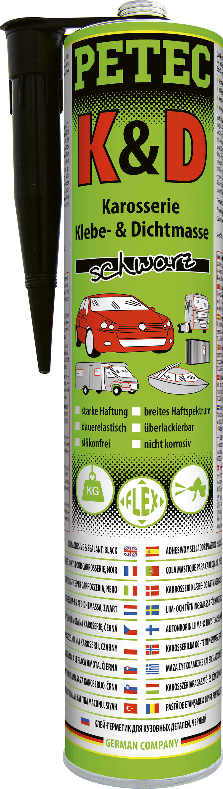 K&D Karosserie Klebe- und Dichtmasse, schwarz, 310 ml, Petec - ATU