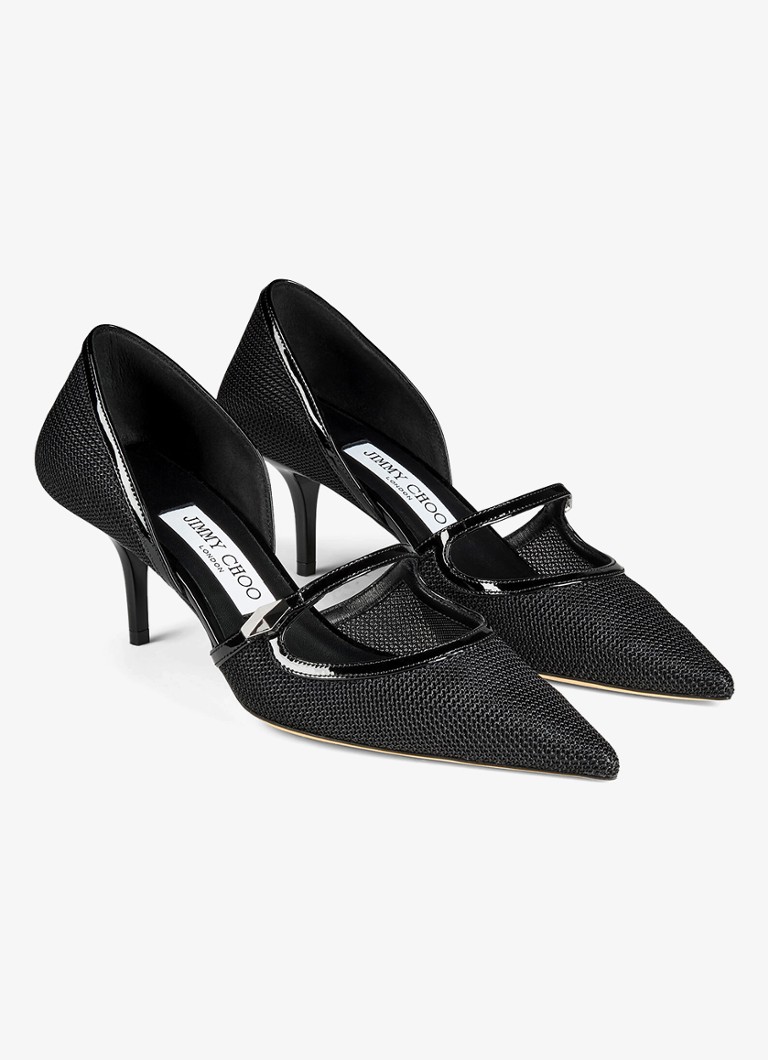 Jimmy Choo Carolyn 60 Mesh-Pumps mit Details aus Kalbsleder