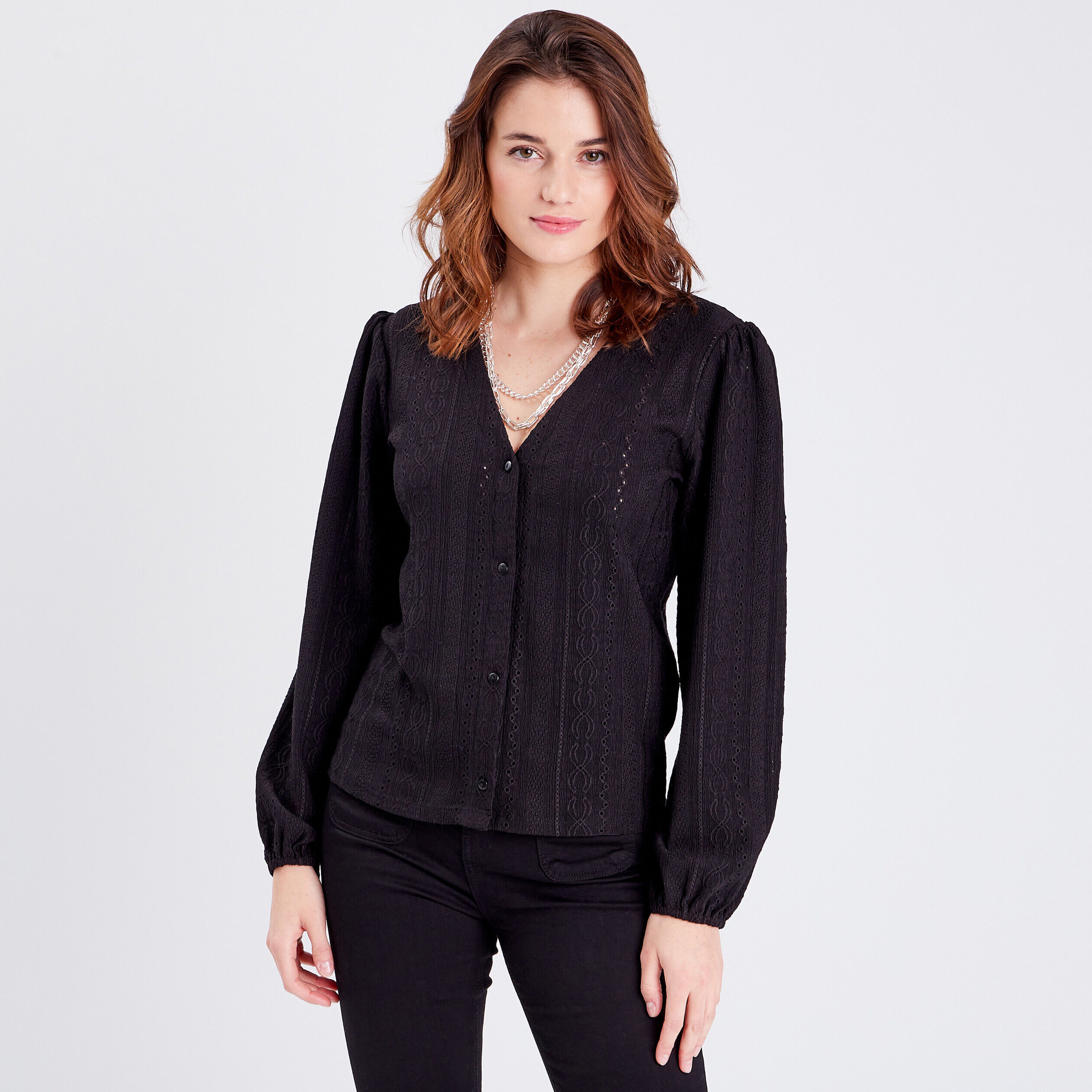 T-shirt manches longues noir femme | Cache Cache