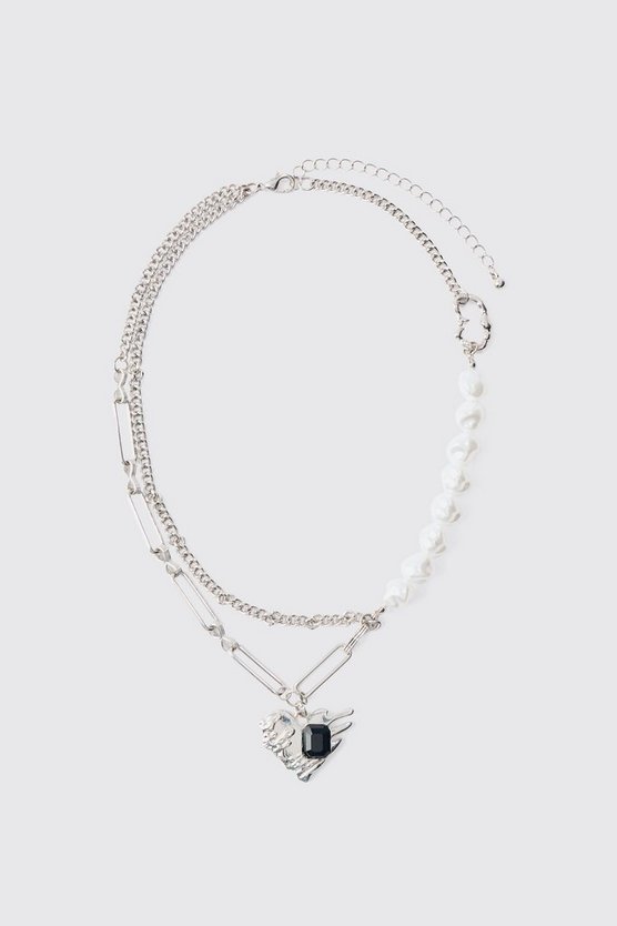 Heart Pendant Pearl Necklace