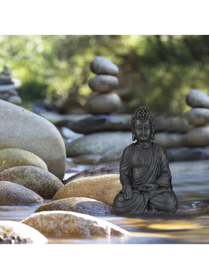 relaxdays Buddha Figur in Hellgrau - (H)18 cm günstig kaufen onesize