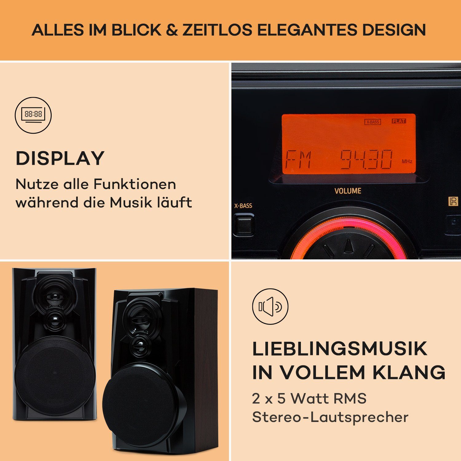 Auna Franklin DAB+ Stereoanlage (Radiotuner: DAB+ / FM, 10 W)