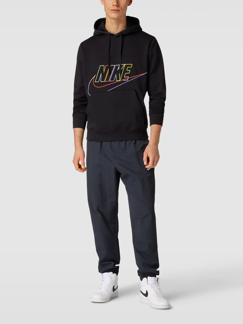 Hoodie mit Label-Stitching Modell 'CLUB' in schwarz
