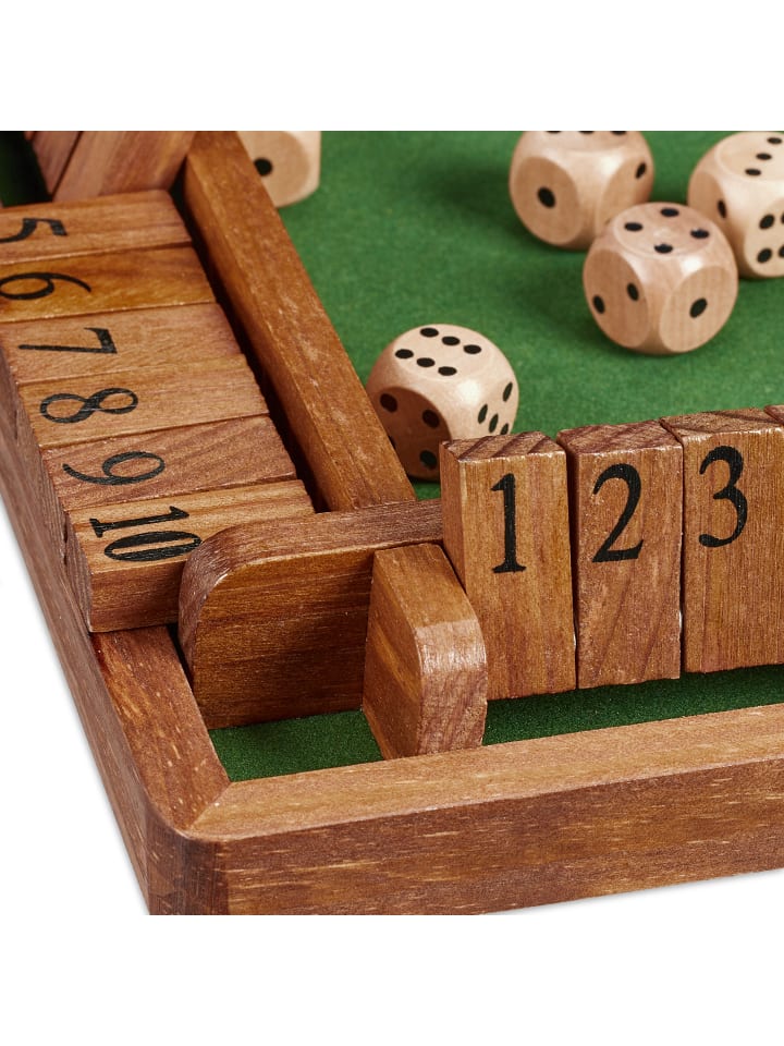 relaxdays Shut The Box Spiel in Braun/ Grün günstig kaufen onesize