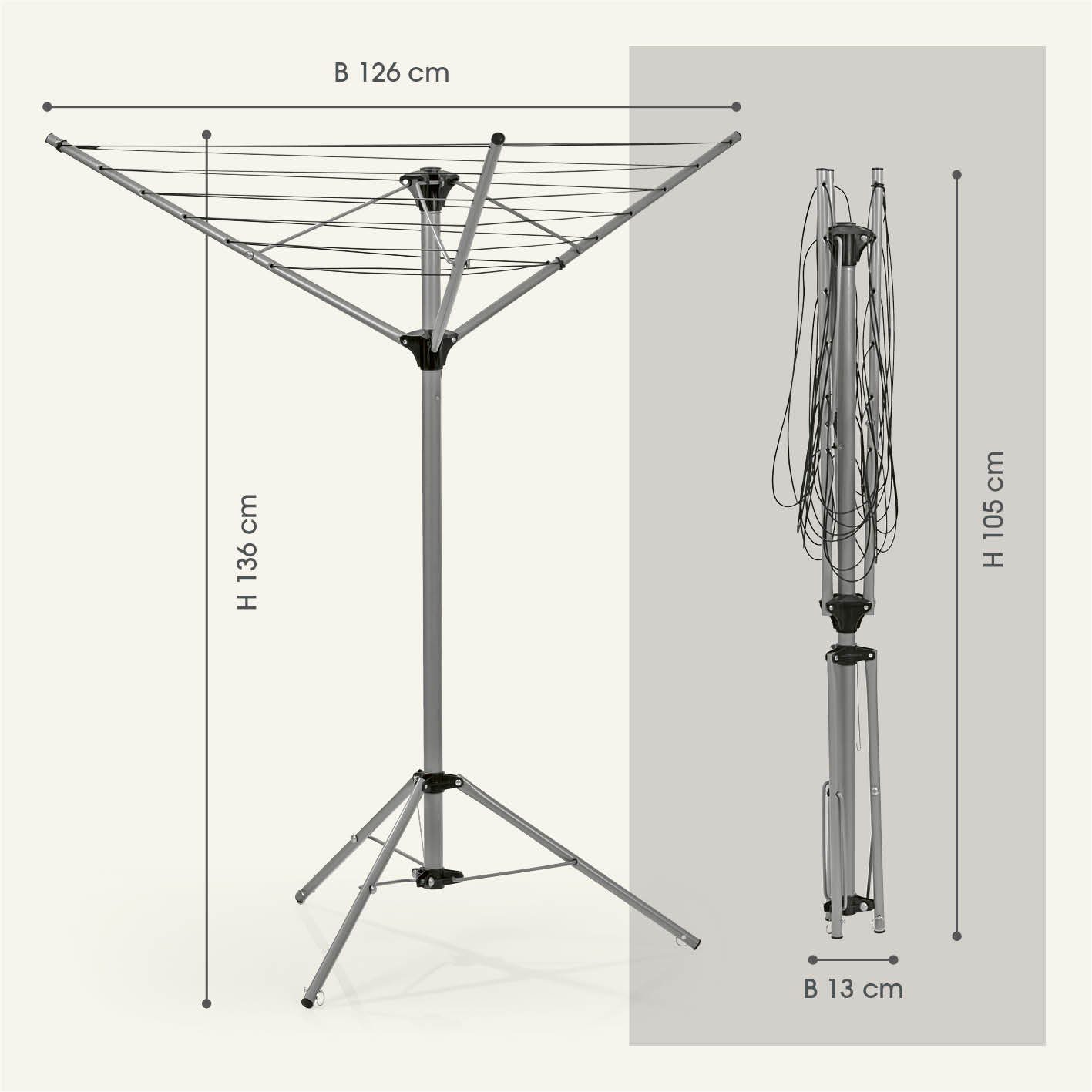 EASYmaxx Wäscheständer Wäschespinne klappbar, 140x101x121cm
