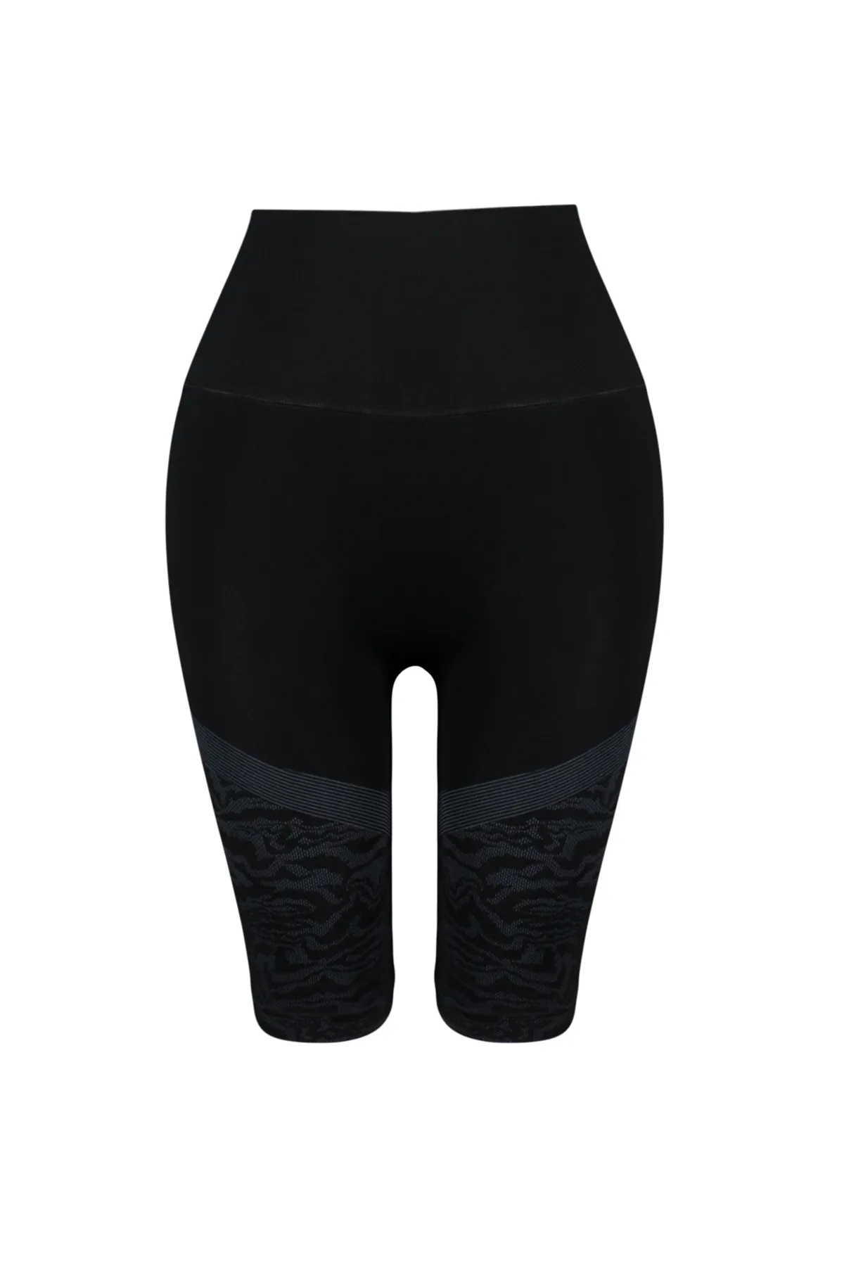 Trendyol Collection  Schwarzes, gemustertes, nahtloses Strick-Sport-Leggings für Radfahrer/Biker/kurze Leggings THMSS24TY00010