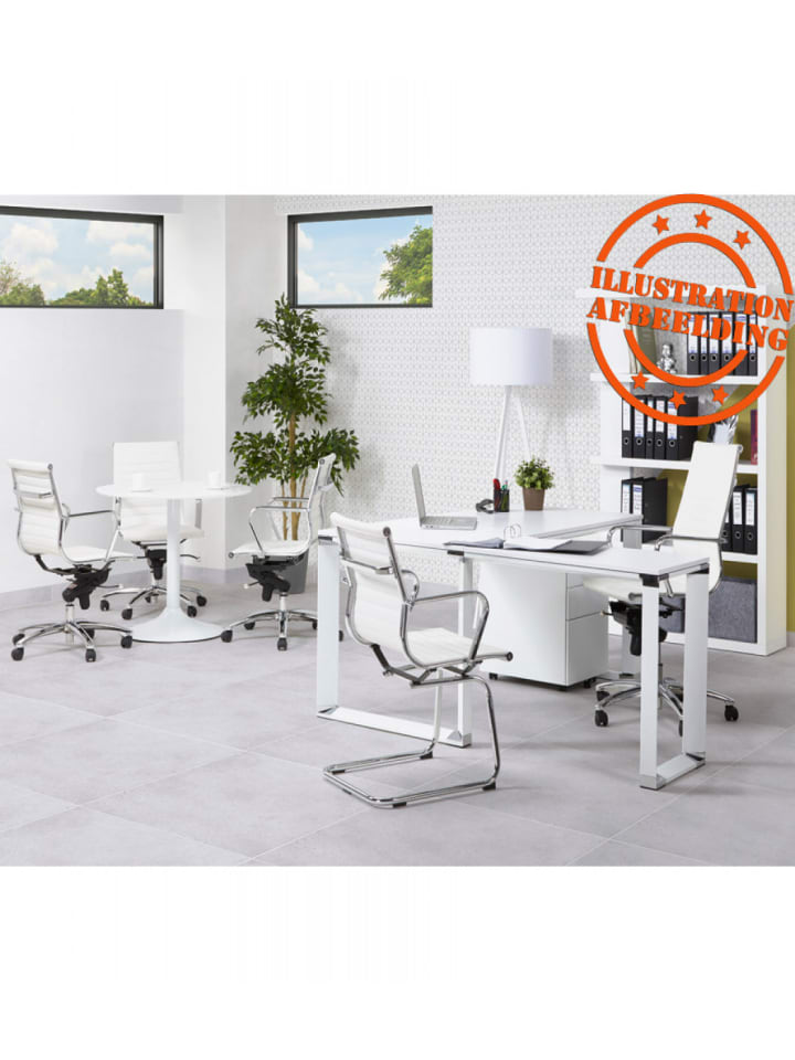 KADIMA DESIGN Eckbüro Schreibtisch aus Metall und Glas | Moderner Industriestil in Weiß günstig kaufen