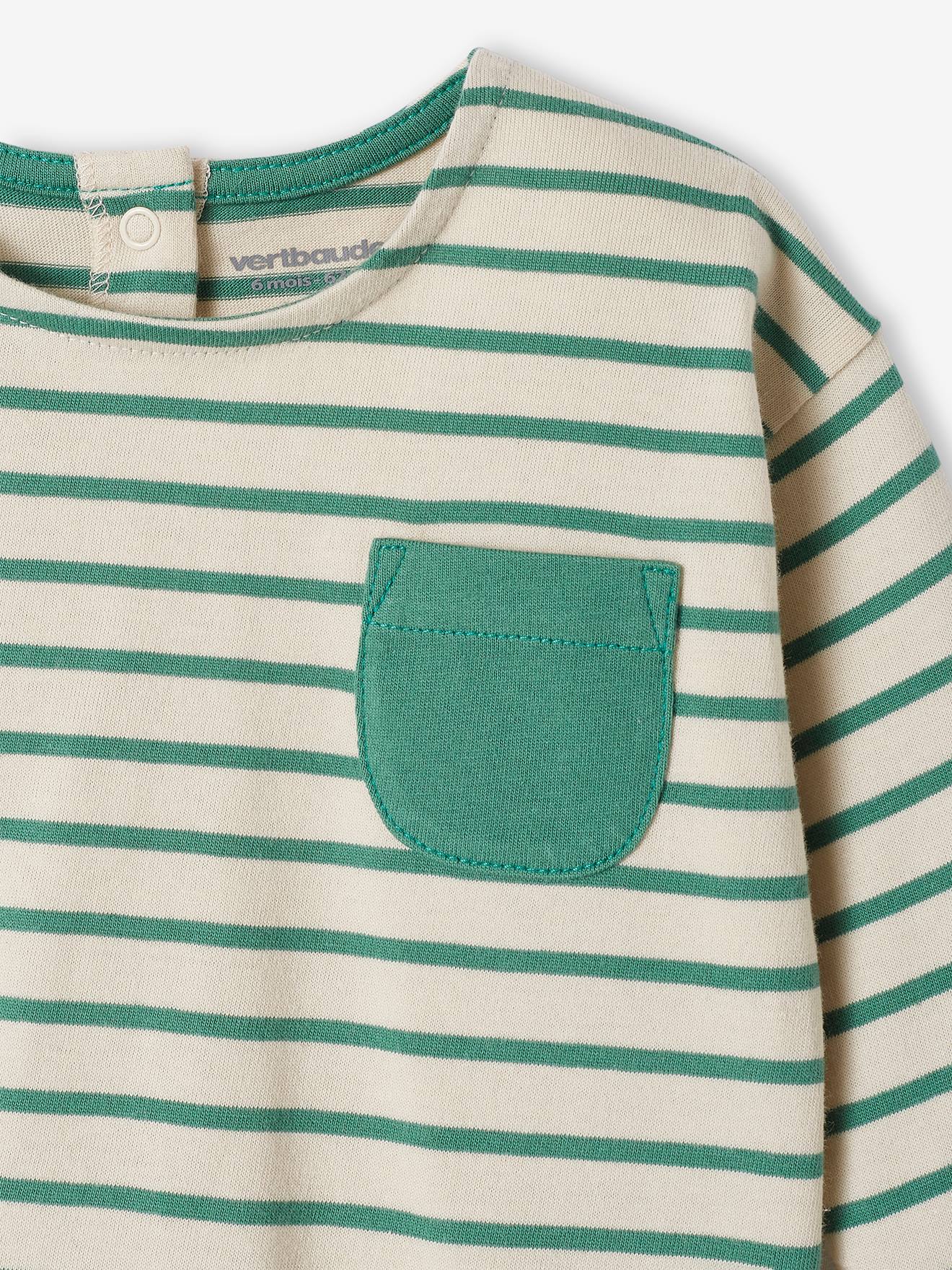 Tee-shirt rayé bébé manches longues rayé beige