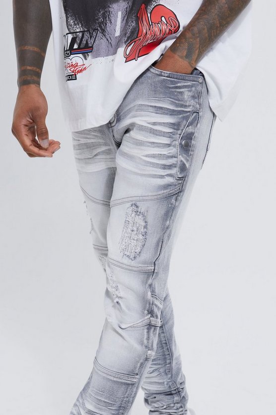 Gebleichte Skinny Stretch Jeans mit Rissen