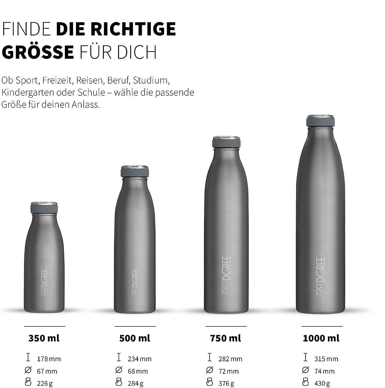 720°DGREE Trinkflasche milkyBottle Trinkflasche Edelstahl 500ml, 750ml, 1 liter, Isolierflasche Edelstahl Doppelwandig, perfekt für den Rucksack