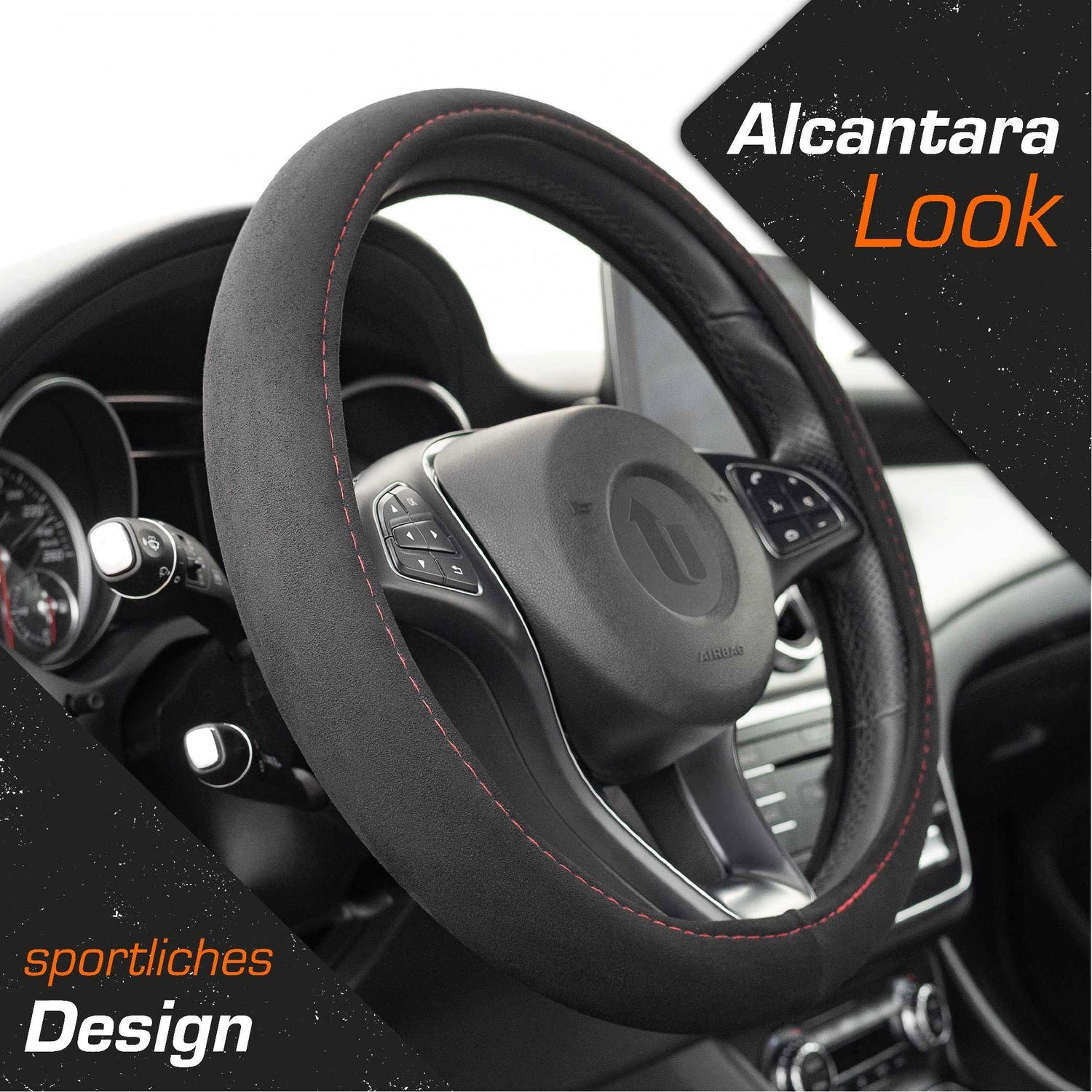 Upgrade4cars Lenkradbezug Alcantara Optik, Ø 37,00 - 39,00 cm, Sportlich-Elegante Wildlederähnliche Struktur