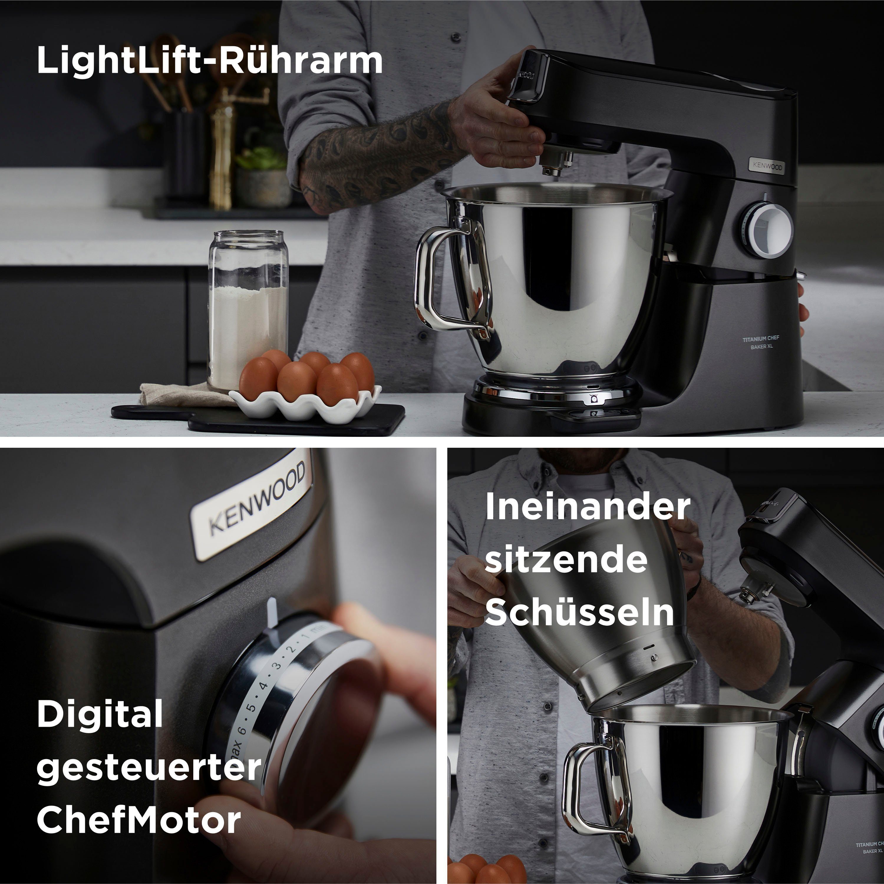 KENWOOD Küchenmaschine Titanium Chef Baker XL KVL85.004BK, Zubehör, Gratis Wert UVP 319,-
