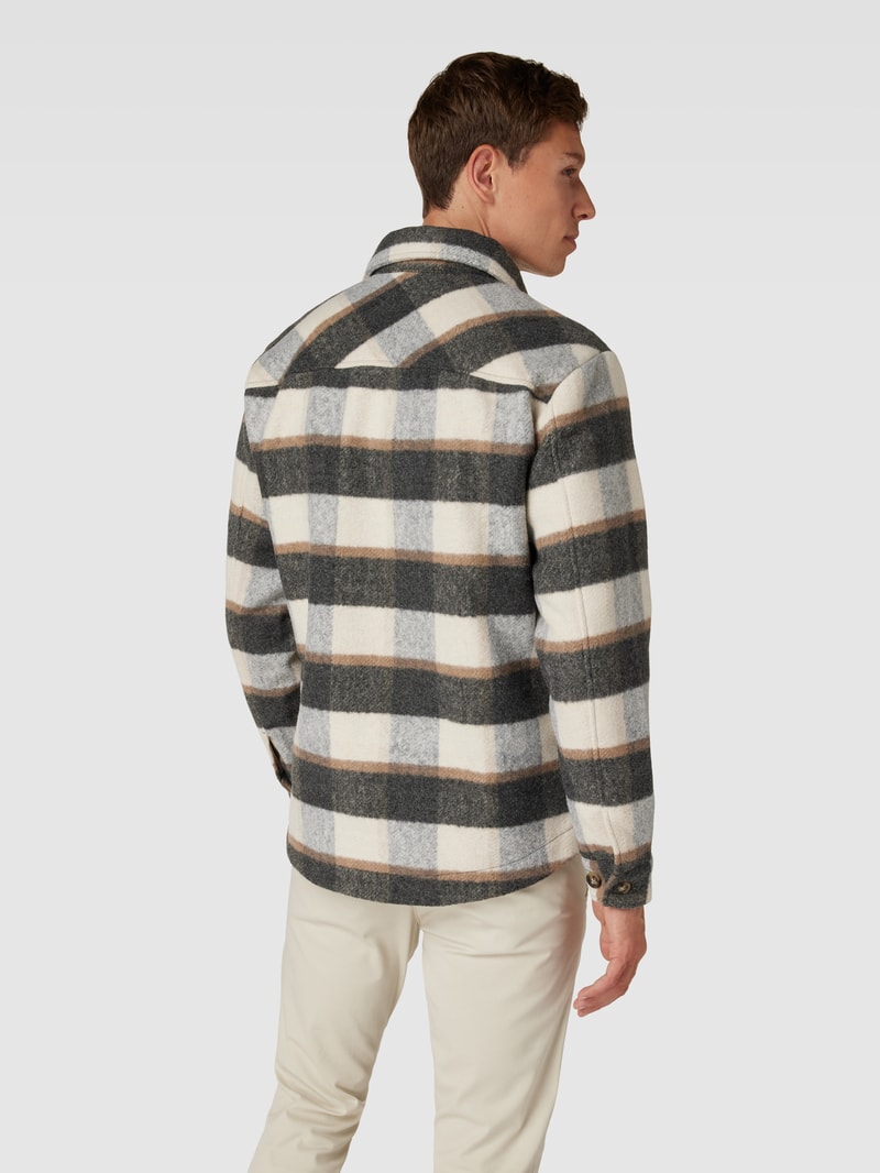 Relaxed Fit Overshirt mit Tartan-Karo in hellgrau