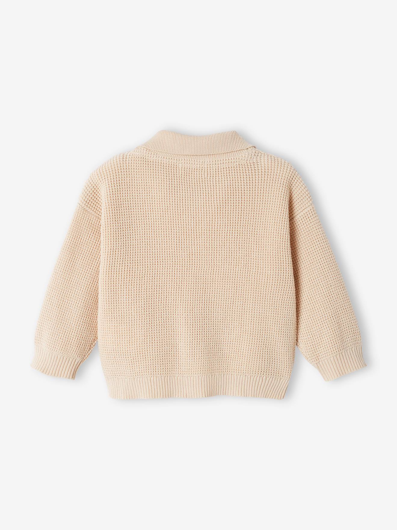 Vertbaudet Baby Pullover mit Polokragen Oeko-Tex - wollweiß