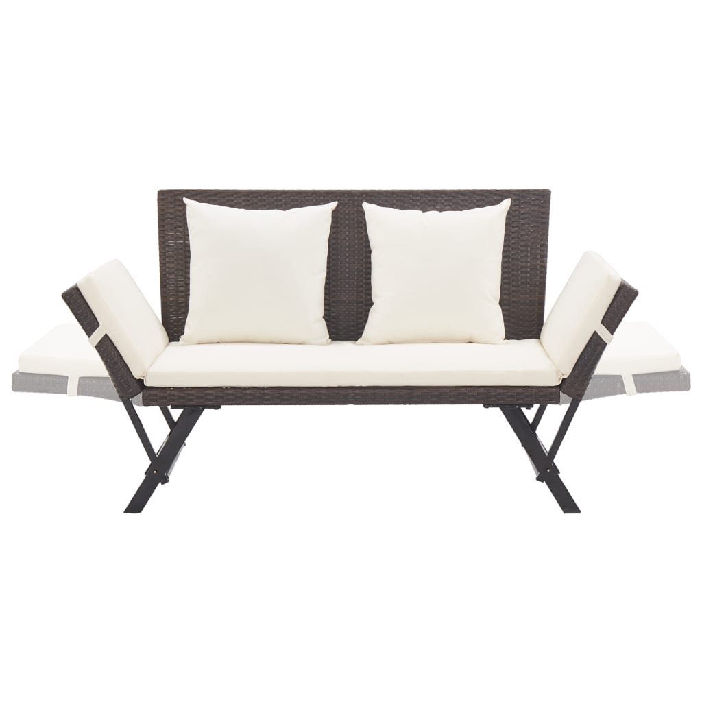 vidaXL Gartenbank Gartenbank mit Auflagen 176 cm Braun Poly Rattan (1-St)