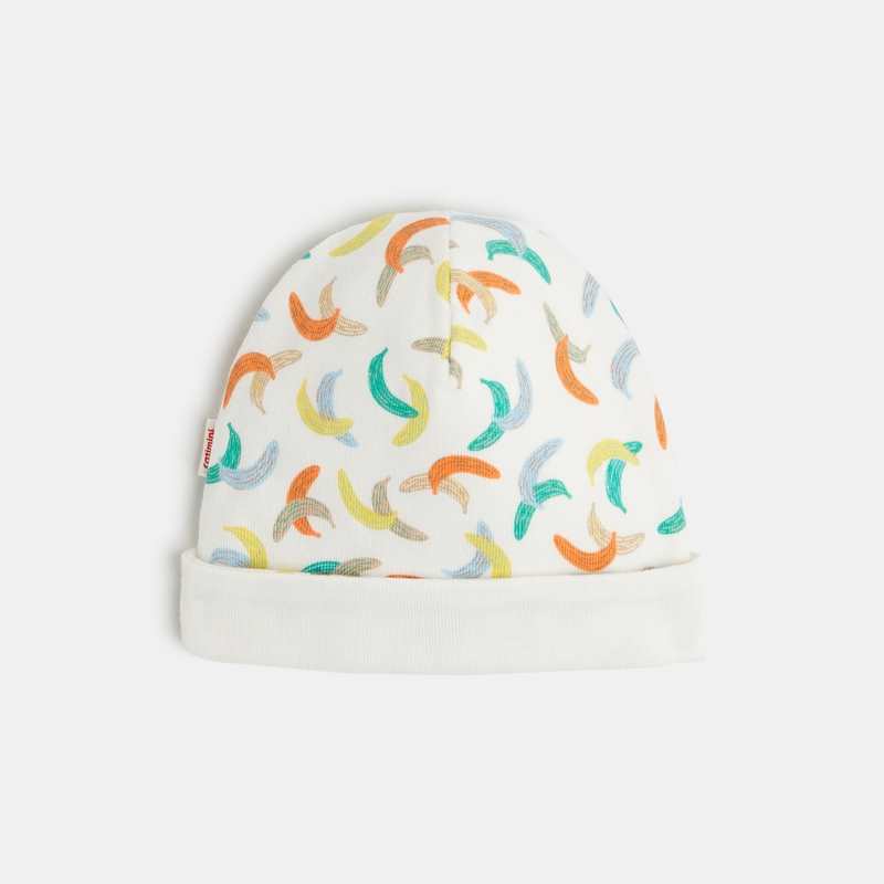 Bonnet bébé réversible blanc ivoire à motifs bananes Catimini