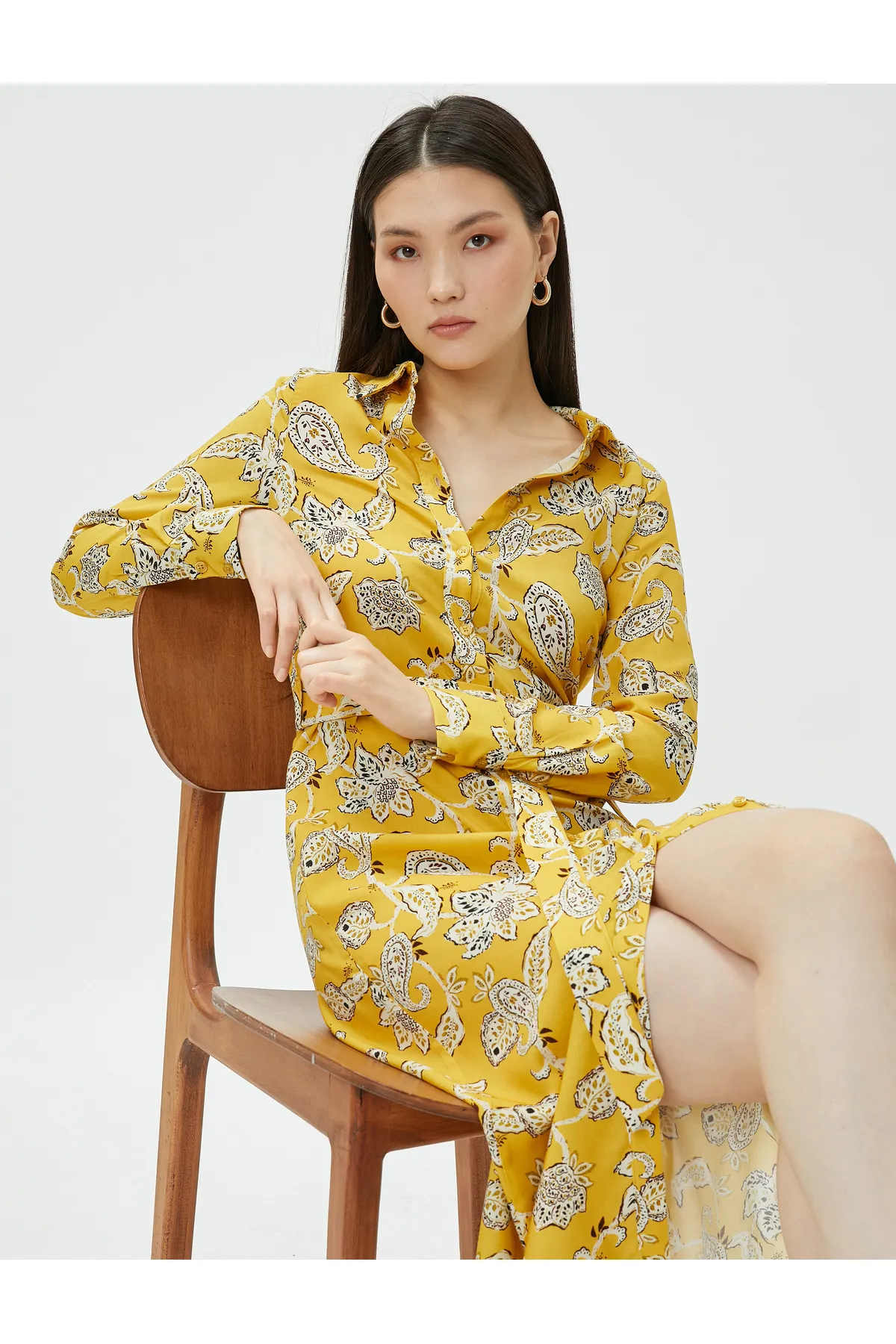 Koton  Hemdkleid in Midi-Länge mit Gürtel