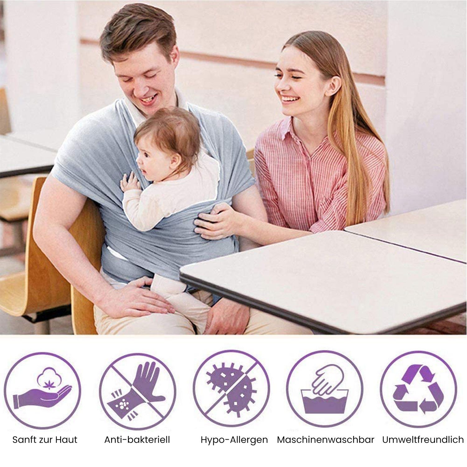 TOPMELON Tragetuch Babytragetuch, Neugeborenes elastisches Tragetuch