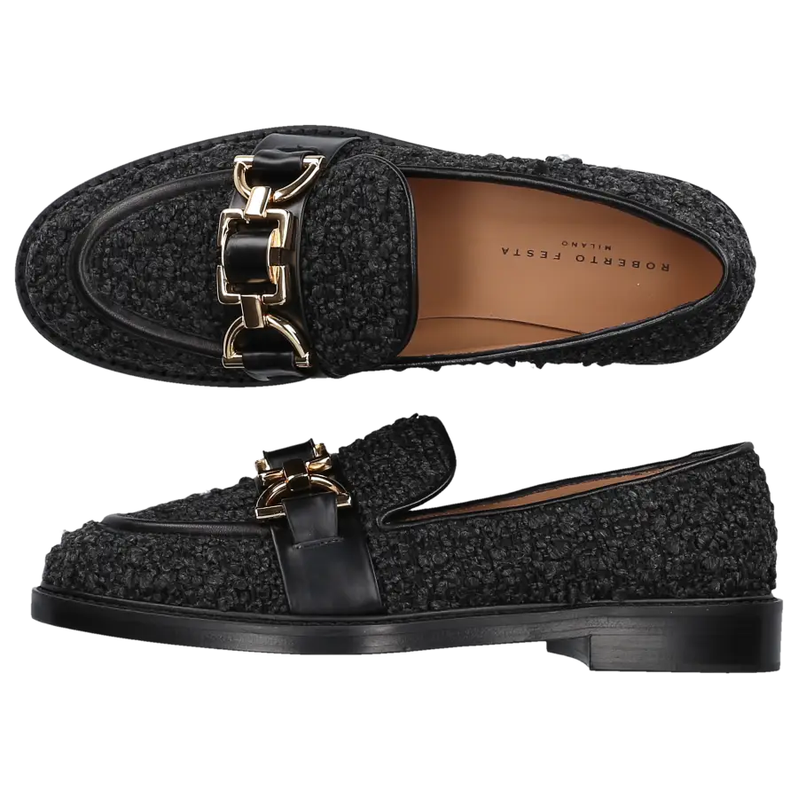 Roberto Festa - Loafer ADELLE Tweed - schwarz