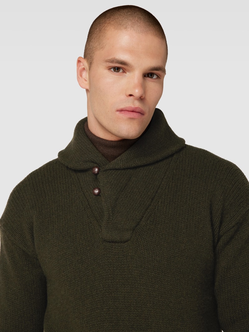 Strickpullover mit überschnittenen Schultern in olivgrün meliert