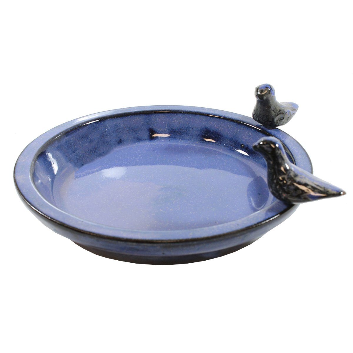 colourliving Vogeltränke Vogeltränke für den Garten 30cm blau Keramik Vogeltränke rund Vogelbad, handbemalt, glasiert, leicht zu Reinigen