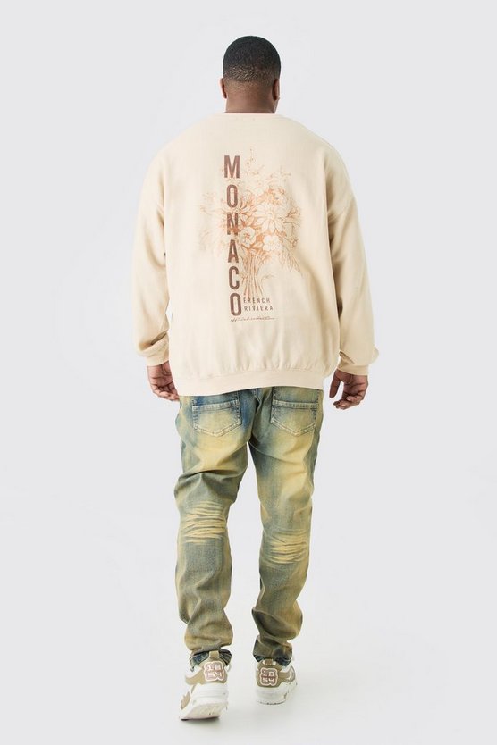 Plus Sweatshirt mit Monaco-Print